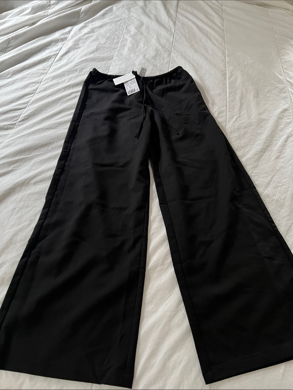 H&M Black Wide-Leg Drawstring Pants